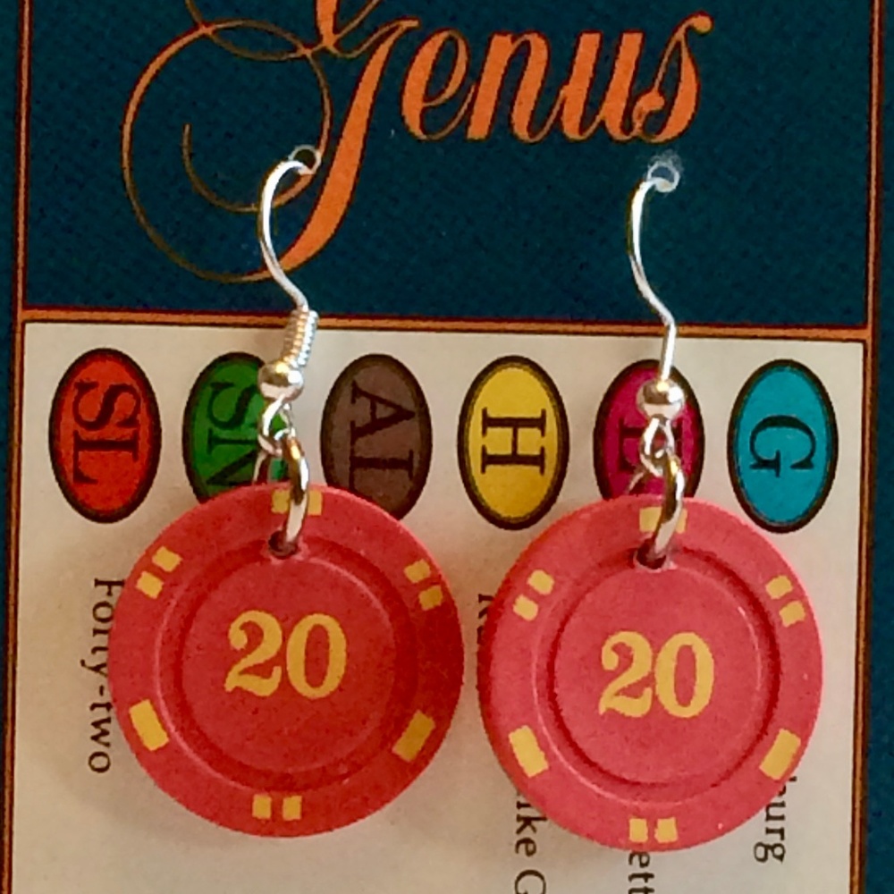 Earrings - "20" Casino Chip